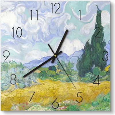 Produktbild von DEQOART Glasuhr 30x30 cm Zahlen 'Himmelsflüstern' Wanduhr Glas Uhr Design leise Küchenuhr