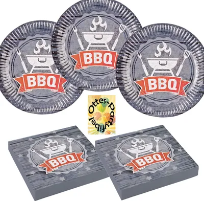 Produktbild von BBQ-Grill-Party-Set 36tlg. - für 16 Gäste 16 Teller 20 Servietten