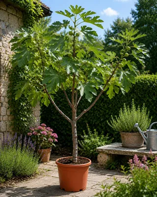 Produktbild von Ficus carica Fiorone Bianco Feigenbaum 180–200 cm XXL Winterharte Echte Feige mit dickem Stamm Mediterraner Obstbaum im Topf