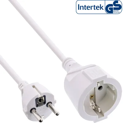 Produktbild von InLine Schutzkontakt-Verlängerung ST / BU, weiß, 15m, 15 m, Drinnen, Type E/F, Type EF (CEE 7/7), Gerade, 1,5 mm²