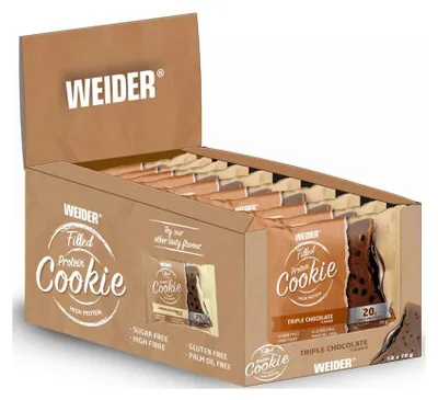 Produktbild von Weider Filled Protein Cookie (10x70g) Triple Chocolate - Funktionelle Lebensmittel - Eiweiß-Snacks
