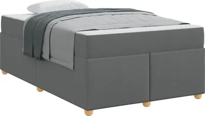 Image de Cadre de lit avec matelas Gris foncé 120 x 200 cm tissu