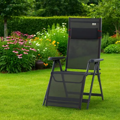 Produktbild von Leichte klappbare Relaxliege Aluminium Gartenliege Stuhl mit Liegefunktion Campingliege verstellbar