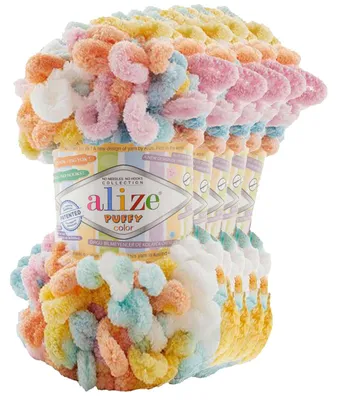 5 x 100g Strickgarn ALIZE Puffy Color, 100% Polyester, 6521