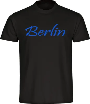 Produktbild von multifanshop Kinder T-Shirt - Berlin blau - Schriftzug, schwarz, Größe 176