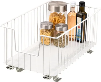 Produktbild von bremermann Schrank-Korbauszug 30 cm mit Einlegeboden, Küchenschublade zum Nachrüsten, Schrankauszug aus Metall, weiß