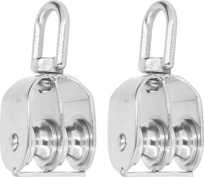 Obrázok produktu pre 2Pcs U Typ M20 Dvojitá kladka Blok z nehrdzavejúcej ocele 75KG Load Bearing Zdvíhanie dvojitej kladky Blokové koleso