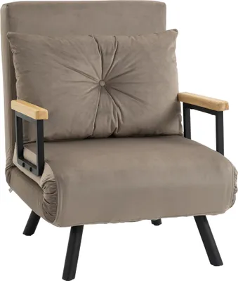 Productafbeelding van Slaapstoel met bedfunctie, 63x73x81 cm, rugleuning in 5 standen verstelbaar, fluweellook (lichtgrijs)