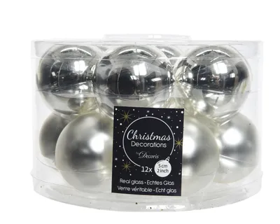 Produktbild von Weihnachtskugeln Glas 5cm x 12 Stück - Silber