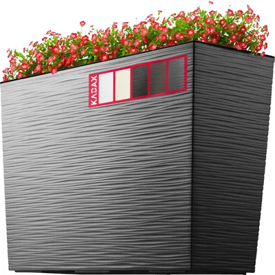 Image de Pot de fleurs, design intemporel, système d'arrosage intégré, gris clair