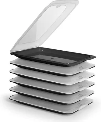 Produktbild von Famanu Aufbewahrungsboxen 4-teiliges Set - platzsparend, stapelbar, mit integrierter Servierschale
