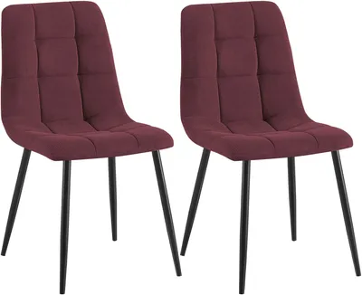 Produktbild von CLP 2er Set Esszimmerstühle Tilde gepolstert mit Rückenlehnen bis 150 kg belastbar bordeauxrot Material Cord, KI-generiertes Bild