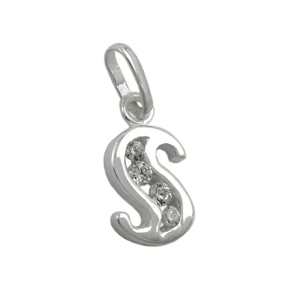 Produktbild von Anhänger 8x6mm Buchstabe S glänzend mit Zirkonias Silber 925 silber 8x6mm