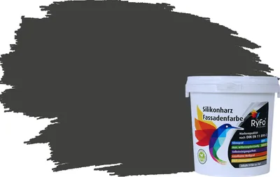 Produktbild von RyFo Colors Silikonharz Fassadenfarbe Lotuseffekt Trend Anthrazitgrau 1l - bunte Fassadenfarbe, weitere Grau Farbtöne und Größen erhältlich, Deckkraft Klasse 1