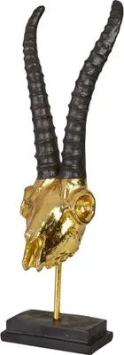 Produktbild von Hansmeier | Steinbock Tischdeko Skulptur | 47 x 15 cm | Gold | Geweih Deko