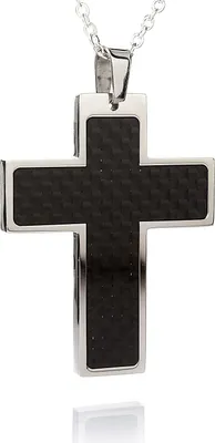 Produktbild von Edelstahl Kettenanhänger Kreuz Kohlenstoffstahl XXL Männerschmuck mit EdelstahKette DP1559 - 50.0 Zentimeter