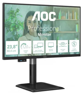Produktbild von AOC 24P4CV, 60,5 cm (23.8"), 1920 x 1080 Pixel, Full HD, LED, 4 ms, Schwarz