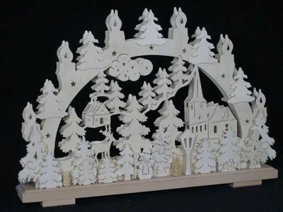 Obrázok produktu pre Sviečkový oblúk s kostolíkmi a osvetlením ŠxVxH 50x34x7cm NOVINKA