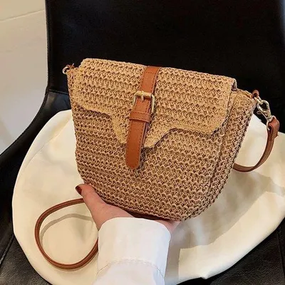Image de Sac de plage tissé, sac à bandoulière en bambou, sac de plage, sac de randonnée en bambou, sac en bambou, étui pour téléphone portable, 26 × 18 cm