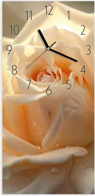 Produktbild von Wanduhr aus Glas mit Motiv Elegante Rose- 30 x 60 cm - inkl. Aufhängesystem