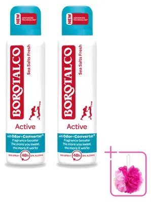Obrázok produktu pre 2 x Borotalco Active Deodorant vo forme spreju, vôňa morská soľ a citrusy, 150 ml, balenie pozostávajúce z 2 kusov