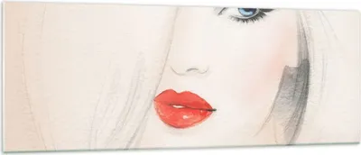 Produktbild von Bilder auf glas - Frau Gesicht Lippen - 140x50cm - Glasbilder - Wandbilder - Kunstdruck - zum Aufhängen bereit - Wanddekoration aus Glas - Glas Bilder - Wandbild auf Glas - Einteilig - GAB140x50-3860