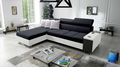 Produktbild von Ecksofa Anita I Maxi Luxus und Elegantes mit Schlaffunktion, Teile hat einen Öffnungsbügel, eine Steckdose und einen Sawana14+ekji