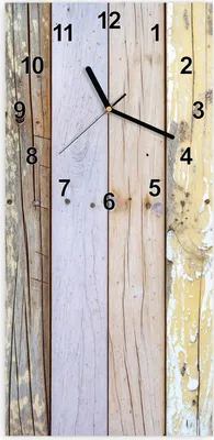 Produktbild von Wanduhr aus Glas mit Motiv Bunte Holzplanken- 30 x 60 cm - inkl. Aufhängesystem
