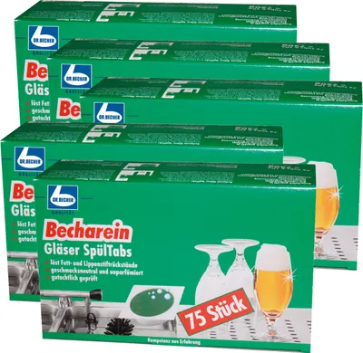 Produktbild von Dr. Becher Becharein Gläser Spültabs 75 Tabs für die Gläserreinigung (5er Pack)