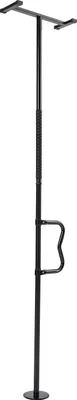 A black floor-mounted safety grab bar with a handle, shown against a white background.