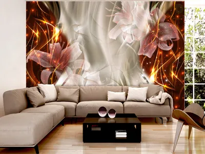 Produktbild von Vlies Fototapete Abstrakt Blumen 400x280 cm – Moderne Vliestapete, Tapete für Wohnzimmer, Wanddeko, Flur, Büro a-C-0046-a-b