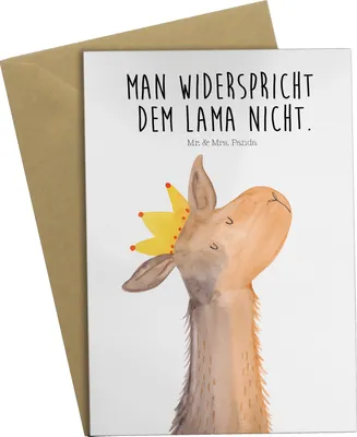 Produktbild von Mr. & Mrs. Panda firmungskarte Lamakopf König - Weiß - Geschenk, Abitur, hochzeitskarten, Lama, vatertagskarte, osterkarte, Grußkarte, Vorgesetzter, Lamas, Freundin, Mama
