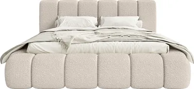 Produktbild von FEDVE Polsterbett Goa aus Chenille-Stoff 140x200 cm, Creme