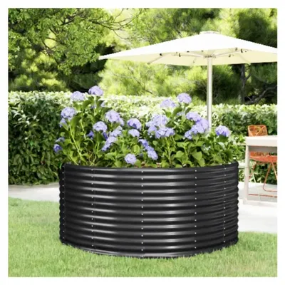 Produktbild von Hochbeet Pflanzenbeet Pflanzkübel Blumenbeet Frühbeet Pflanzkasten Blumenkasten Gartenbeet Kräuterbeet Gemüsebeet Anthrazit 140x140x68 cm aus pulverbeschichtetem Stahl