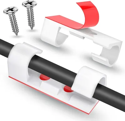 Produktbild von ® 30 Kabelclips - Kabelhalter mit Schrauben & Klebestreifen - Kabelklemmen Set - Für Kabel, Schreibtisch, USB Kabel, Ladegeräte