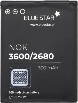 Produktbild von Bluestar Akku Ersatz kompatibel mit Nokia 2680 Slide / 3600 Slide 700 mAh Austausch Batterie Accu Nokia X3-02 BL-4S