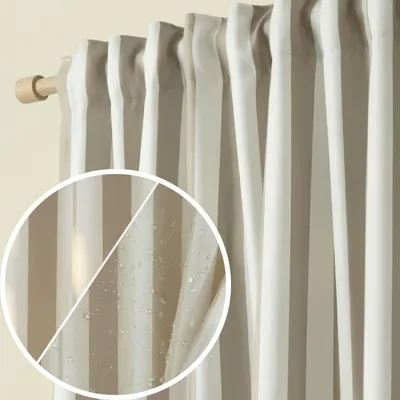 Zdjęcie produktu dla Zasłona Ogrodowa Na Taśmie Tarasowa Wodoodporna Beżowa Stripes 140X220