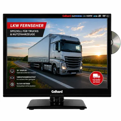 Produktbild von GTV-1682 LED-TV 16 Zoll Fernseher Gelhard DVD Full HD 12V/24V/230V mit PVR-Funktion /LKW