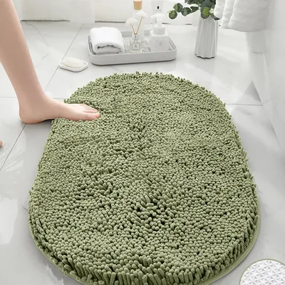 Obrázek produktu pro Protiskluzová podložka do vany ze žinylkového mikrovlákna, savá, s vysokým vlasem, 60 x 120 cm, tmavě modrá