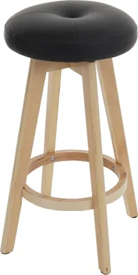 Produktbild von Barhocker Navan, Barstuhl Tresenhocker, Holz Kunstleder drehbar schwarz, helle Beine