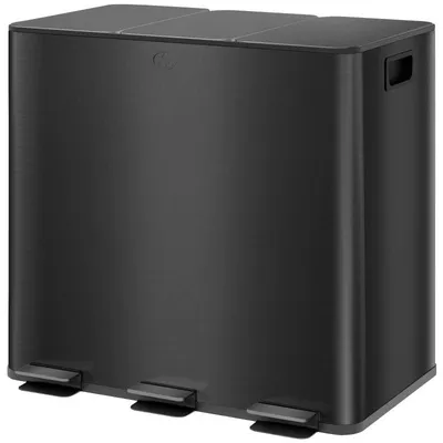 Obrázok produktu pre Kontejner na odpad s 3 priehradkami, objem 3 x 15 litrov, s filtrami na zápach | Farba: čierna | Rozmery: 36,6 x 61,9 x 43,2 cm