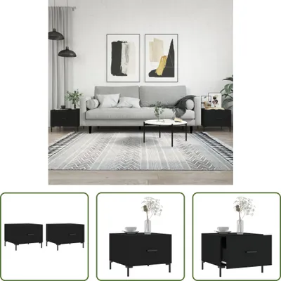 Produktbild von The Living Store Couchtische 2 Stk. Schwarz 50x50x40 cm Holzwerkstoff