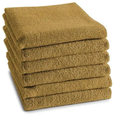 Productafbeelding van Unyqoos® DDDDD Keukenhanddoeken, set van 6 – 100% katoen, badstof, 50x55 cm, 400 g/m², okerkleurig, zacht en absorberend