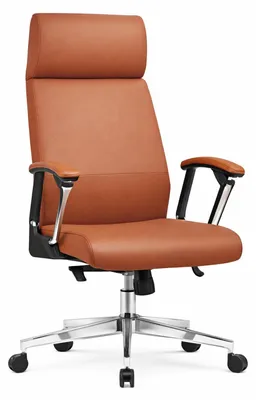 Produktbild von Ergonomischer Chefsessel Terrakotta Kunstleder und Chromrahmen