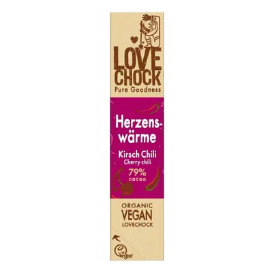 Produktbild von Chocolate Riegel - Herzenswärme Kirsch Chili 79% Kakao 40g