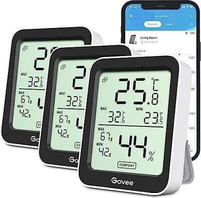 Produktbild von Govee Thermometer Hygrometer, Mini -LCD -Digitalhygrometer Innenbenachrichtigung Alarm, präzise Temperatur -App, Datenspeicher -Treibhausweinkeller (3