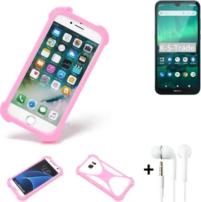 Produktbild von K-S-Trade Bumper + Kopfhörer kompatibel mit Nokia 1.3 Handy Hülle Schutzhülle Silikon Schutz Hülle Cover Case Silikoncase Silikonbumper TPU