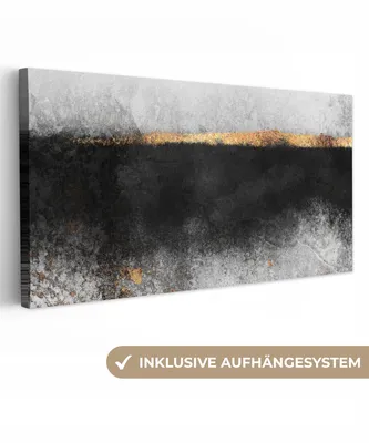 Produktbild von MuchoWow® - Leinwandbilder - Gold - Abstrakt - Luxus, Wandbild, Wanddeko Bilder Wohnzimmer, 40x20 cm