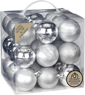 Produktbild von Inge's Weihnachtskugeln 27 Stück 6 cm Silber, Kunststoff, bruchfest