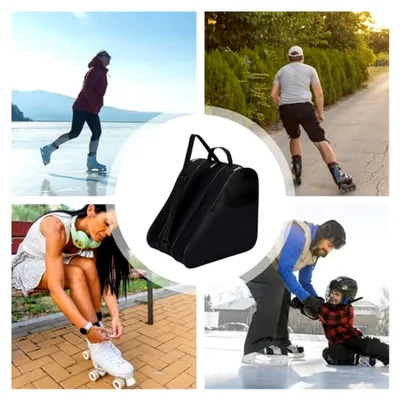Produktbild von Tragbare Schlittschuhtasche, sportlicher Rucksack mit 3 Fächern, geräumige Sporttasche mit verstärkten Griffen, praktische Reisetasche für Flugreisen, Fitnessstudio und tägliche Wettbewerbe